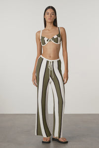 ZULU & ZEPHYR - OLIVE STRIPE TEXTURED KNIT PANT