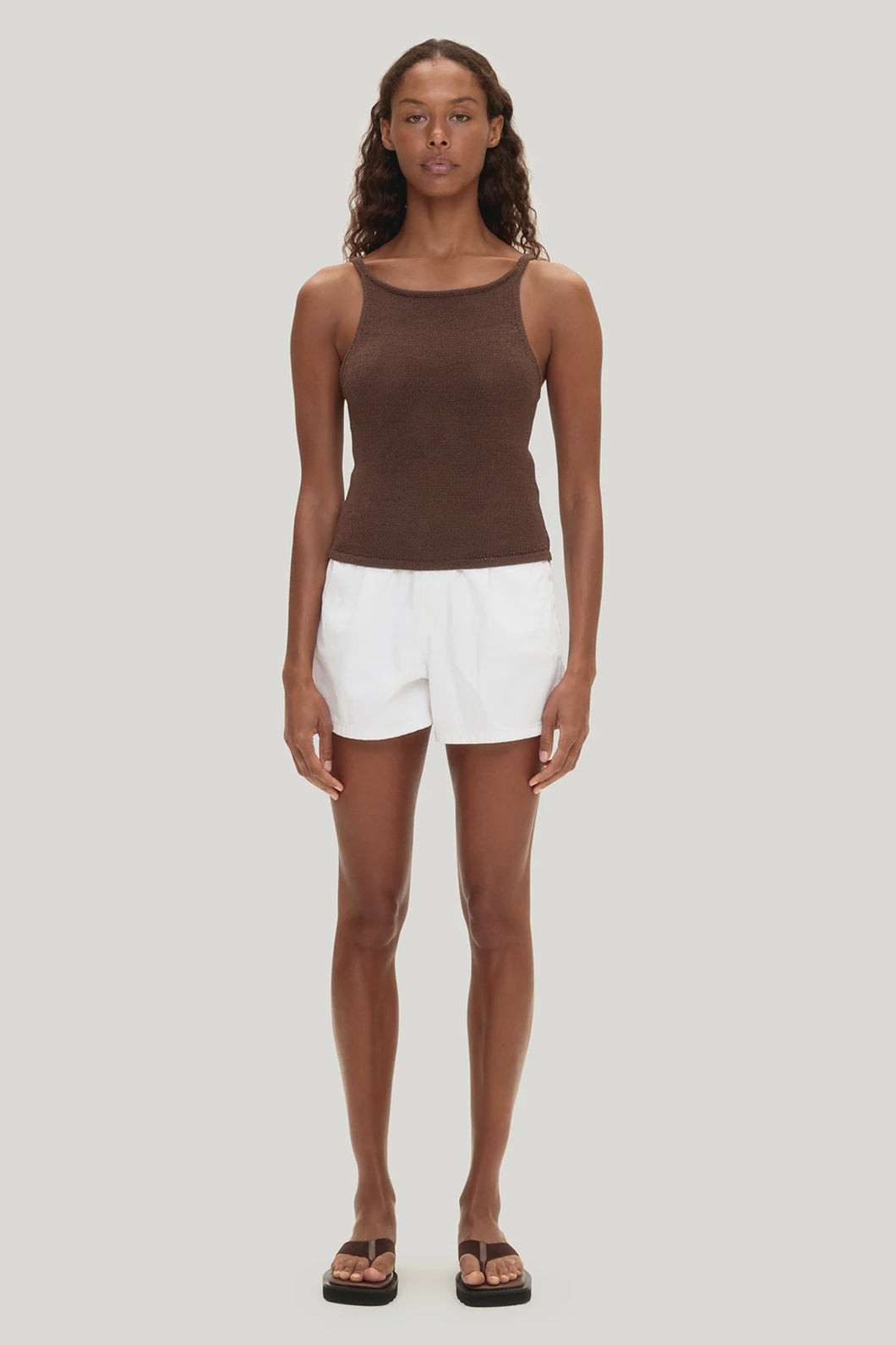 ZULU & ZEPHYR - TEXTURED KNIT TANK Chocolate