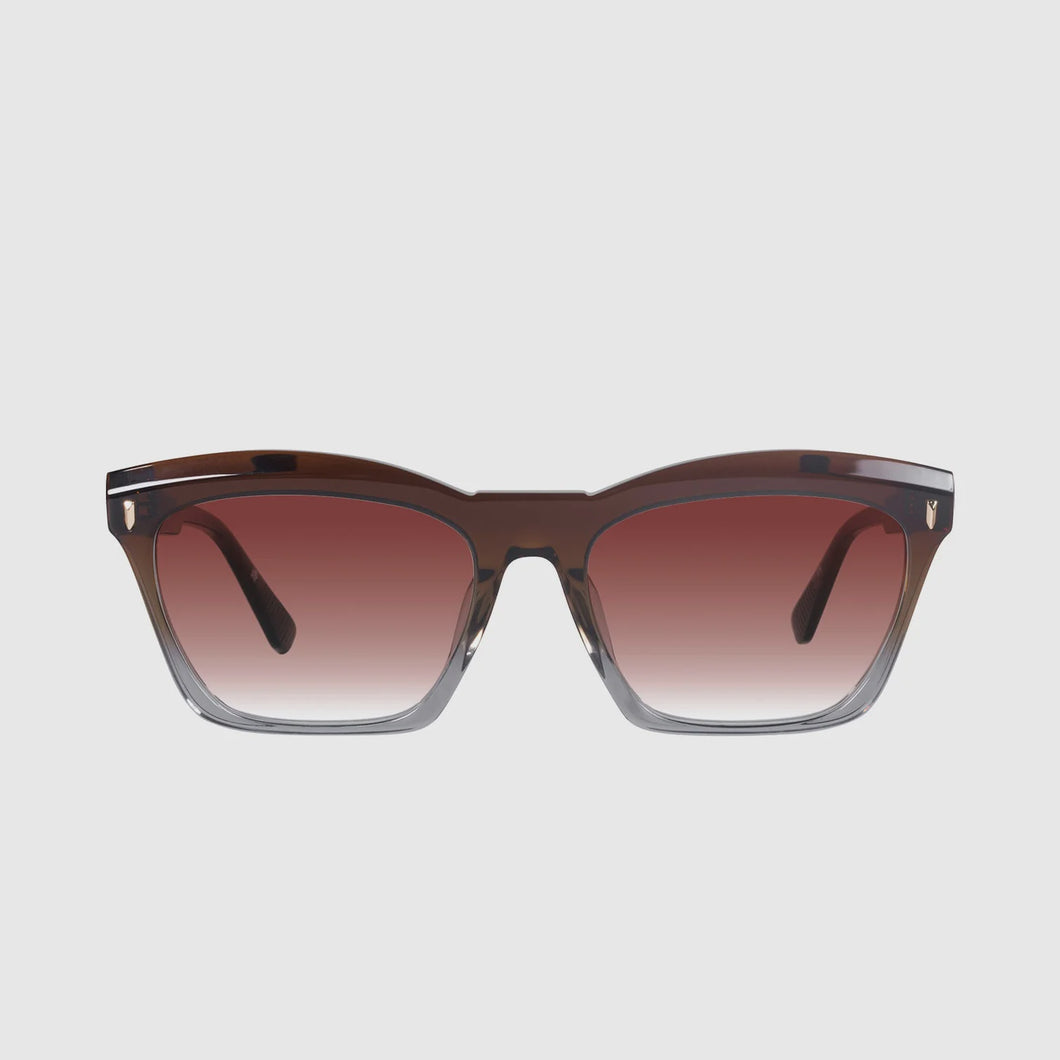 VALLEY - ROYALE - TRANSPARENT CHOCOLATE FADE TO CRYSTAL W GOLD METAL / DARK ORANGE GRADIENT LENS
