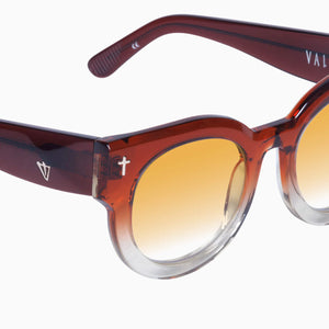 VALLEY - ADCC - A DEAD COFFIN CLUB - BURNT ORANGE FADE TO CRYSTAL w GOLD METAL /ORANGE GRADIENT LENS