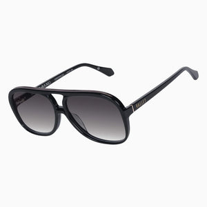 VALLEY - BANG BANG - Gloss Black w Gold Metal Trim / Light Brown Lens