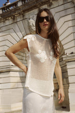 Load image into Gallery viewer, ROWIE - POLLYANNA FLORAL CROCHET TOP - BONE
