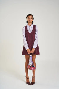 SUMMI SUMMI - V-NEK SHIFT DRESS / KINA PINSTRIPE