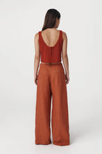 Load image into Gallery viewer, ROWIE - CARLOTTA LINEN WIDE LEG PANTS / paprika stripe
