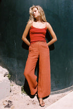 Load image into Gallery viewer, ROWIE - CARLOTTA LINEN WIDE LEG PANTS / paprika stripe
