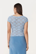 Load image into Gallery viewer, ROWIE - GALO SUNFLOWER LACE TEE / periwinkle

