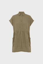 Load image into Gallery viewer, ROWIE - GINA LINEN MINI DRESS / dusty olive
