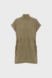 ROWIE - GINA LINEN MINI DRESS / dusty olive