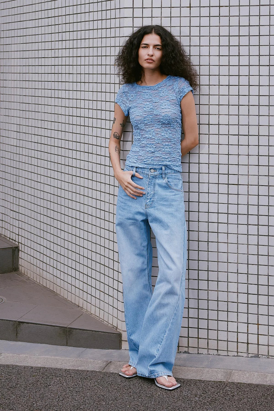 ROWIE - PERCY CURVE SEAM JEANS - faded blue