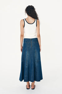 ROWIE - VASHTI DENIM MIDI SKIRT / classic denim