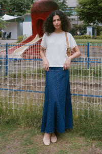 ROWIE - VASHTI DENIM MIDI SKIRT / classic denim