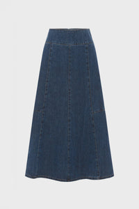 ROWIE - VASHTI DENIM MIDI SKIRT / classic denim