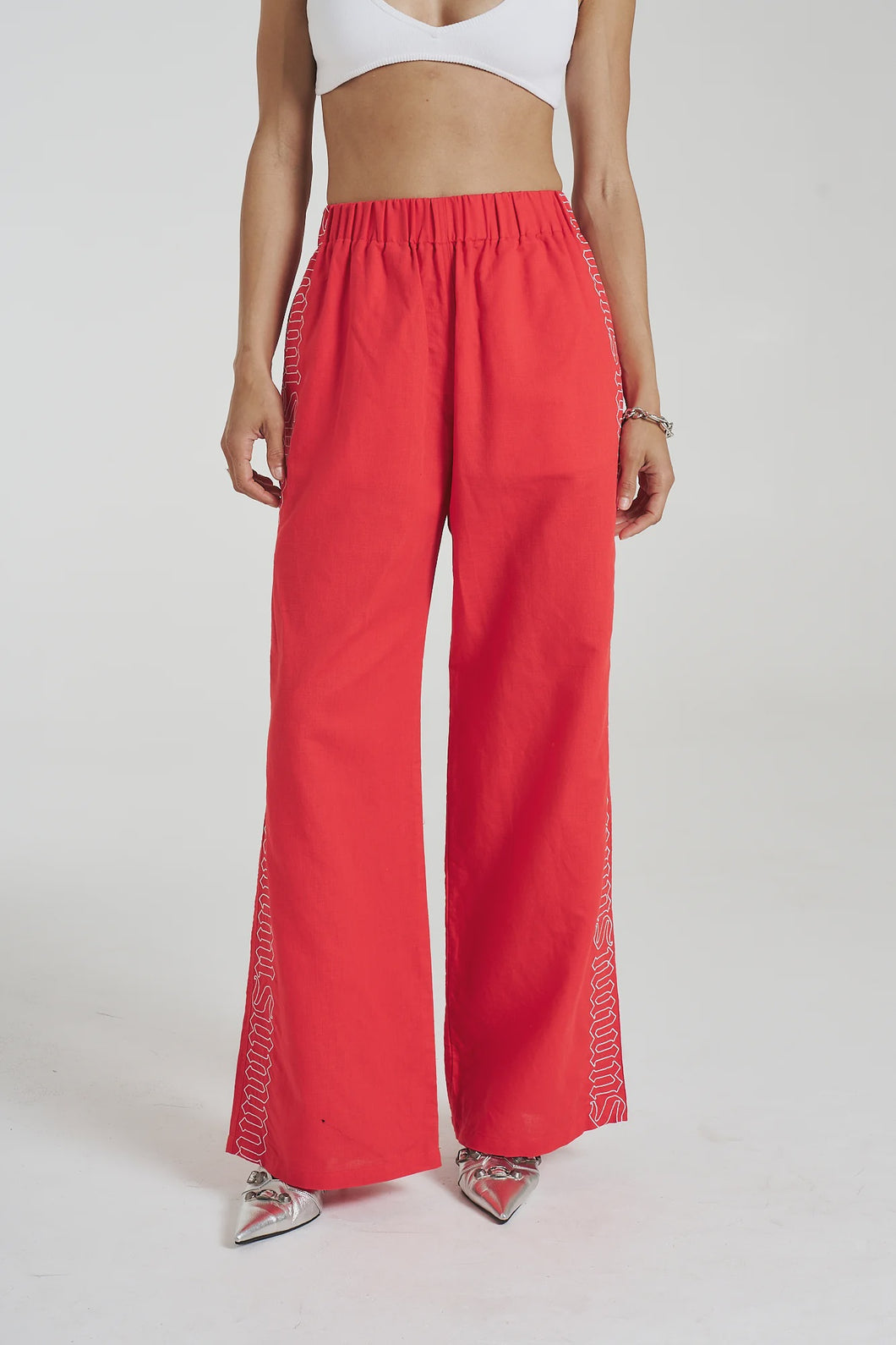 SUMMI SUMMI - SIG LINEN PANT scarlet summi