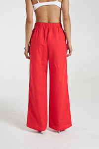 SUMMI SUMMI - SIG LINEN PANT scarlet summi