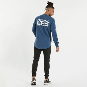 NENA & PASADENA - SECTION DUAL CURVED SWEATER - PIGMENT BLUE