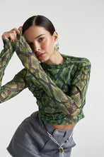 Load image into Gallery viewer, SUMMI SUMMI - MESH LS ROUCHED SKIVVY / VIPER

