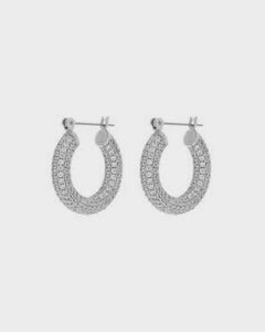 LUV AJ - PAVE BABY AMALFI HOOPS - SILVER