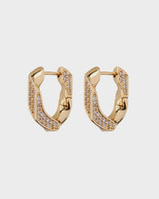 Load image into Gallery viewer, LUV AJ - PAVE CUBAN LINK HOOPS - GOLD
