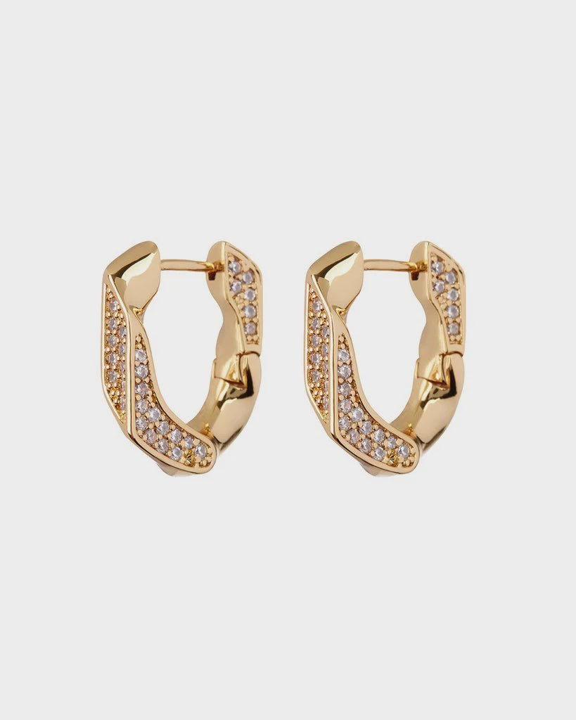 LUV AJ - PAVE CUBAN LINK HOOPS - GOLD