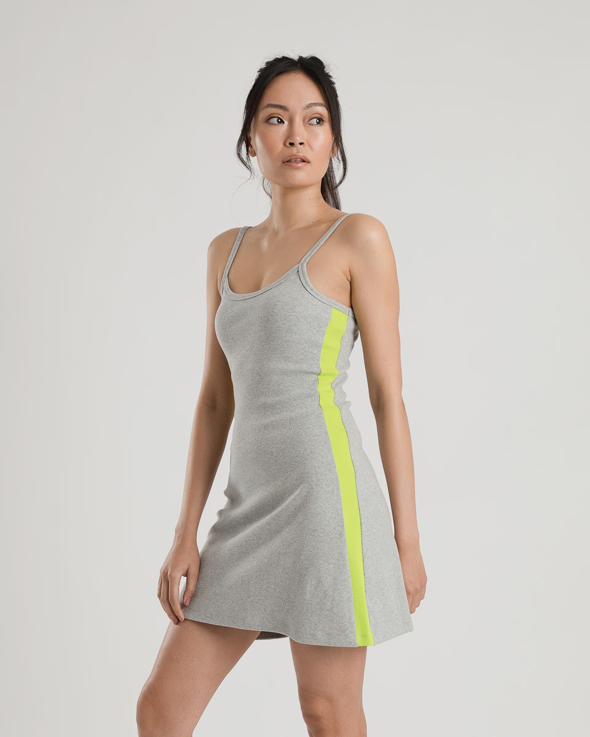 SUMMI SUMMI A LINE DRESS GREY APPLE STRIPE Sabotage Store