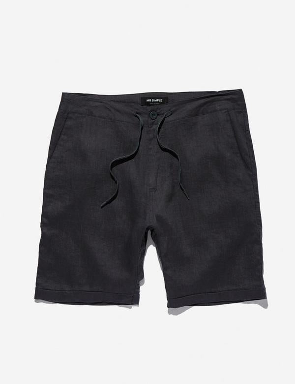 TANNER LINEN SHORT BLACK