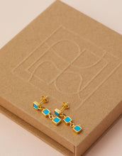 Load image into Gallery viewer, BRIE LEON - SANTIAGO TRIPLE DROP EARRINGS - TURQUOISE GOLD

