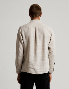 MR SIMPLE - LONG SLEEVE LINEN SHIRT -  NATURAL