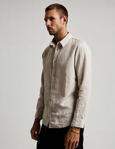 MR SIMPLE - LONG SLEEVE LINEN SHIRT -  NATURAL