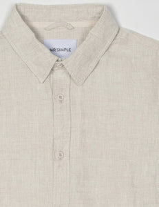 MR SIMPLE - LONG SLEEVE LINEN SHIRT -  NATURAL