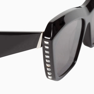 VALLEY - PIAF GLOSS BLACK w SWAROVSKI CRYSTALS silver metal trim/black lens