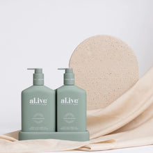Load image into Gallery viewer, AL.IVE WASH &amp; LOTION DUO + TRAY - KAFFIR LIME &amp; GREEN TEA
